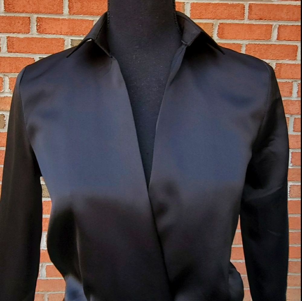 Black Satin High Low Dress